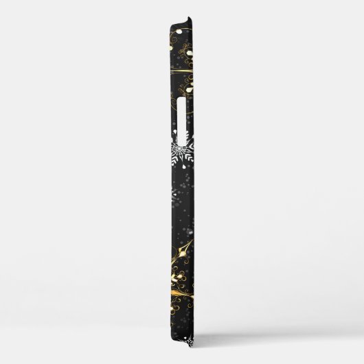 Goldene Schneeflocken auf schwarzem Hintergrund Case-Mate iPhone Hülle (Rückseite / Rechts)