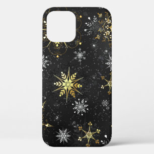 Goldene Schneeflocken auf schwarzem Hintergrund Case-Mate iPhone Hülle