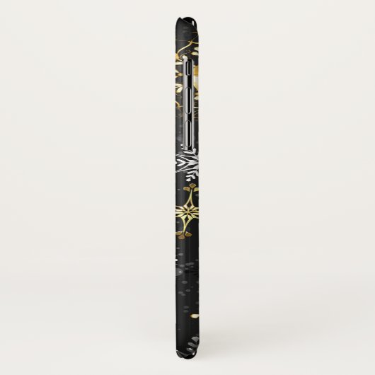 Goldene Schneeflocken auf schwarzem Hintergrund Case-Mate iPhone Hülle (Hinten/Links)