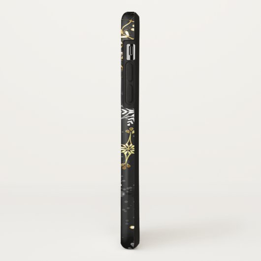 Goldene Schneeflocken auf schwarzem Hintergrund Case-Mate iPhone Hülle (Hinten/Links)