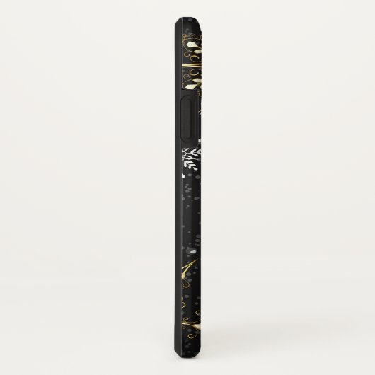 Goldene Schneeflocken auf schwarzem Hintergrund Case-Mate iPhone Hülle (Hinten/Rechts)