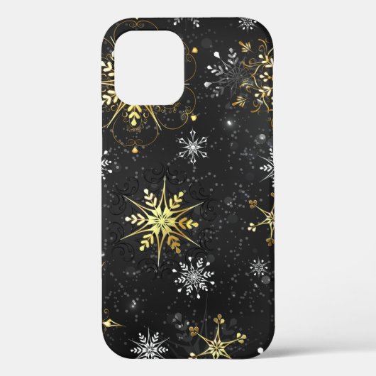 Goldene Schneeflocken auf schwarzem Hintergrund Case-Mate iPhone Hülle (Rückseite)