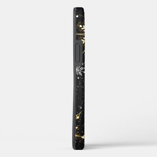 Goldene Schneeflocken auf schwarzem Hintergrund Case-Mate iPhone Hülle (Rückseite / Rechts)