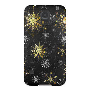 Goldene Schneeflocken auf schwarzem Hintergrund Galaxy S5 Cover