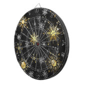 Goldene Schneeflocken auf schwarzem Hintergrund Dartscheibe (Vorderseite rechts)