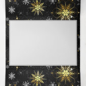 Goldene Schneeflocken auf schwarzem Hintergrund Dreifach Gefaltete Einladung (Innenseite Mitte)