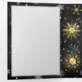 Goldene Schneeflocken auf schwarzem Hintergrund Dreifach-gefaltete Programmkarte (Innen Erste Seite)