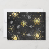 Goldene Schneeflocken auf schwarzem Hintergrund Einladung (Vorderseite)