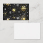 Goldene Schneeflocken auf schwarzem Hintergrund Empfehlungskarte (Vorne/Hinten)