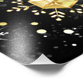 Goldene Schneeflocken auf schwarzem Hintergrund Fotodruck (Ecke)