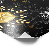 Goldene Schneeflocken auf schwarzem Hintergrund Fotodruck (Ecke)