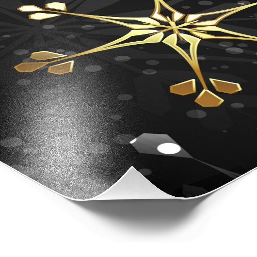 Goldene Schneeflocken auf schwarzem Hintergrund Fotodruck (Ecke)
