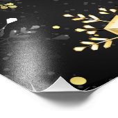 Goldene Schneeflocken auf schwarzem Hintergrund Fotodruck (Ecke)