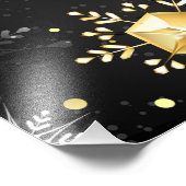 Goldene Schneeflocken auf schwarzem Hintergrund Fotodruck (Ecke)