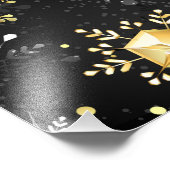 Goldene Schneeflocken auf schwarzem Hintergrund Fotodruck (Ecke)