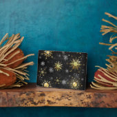 Goldene Schneeflocken auf schwarzem Hintergrund Fotoplatte (Seite)