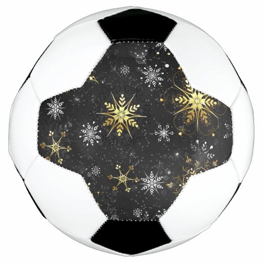 Goldene Schneeflocken auf schwarzem Hintergrund Fußball (Vorderseite)