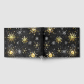 Goldene Schneeflocken auf schwarzem Hintergrund Gästebuch (Voll)