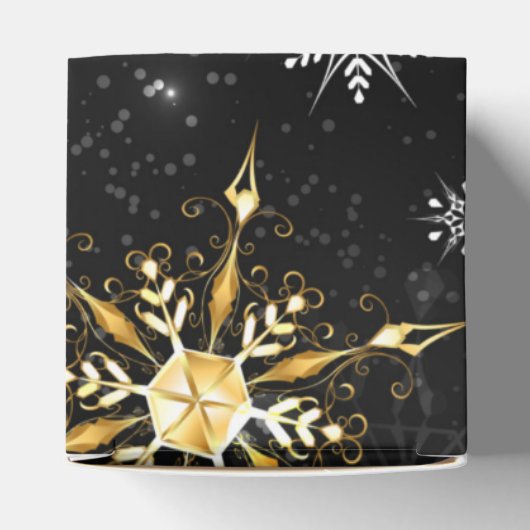 Goldene Schneeflocken auf schwarzem Hintergrund Geschenkschachtel (Oben)