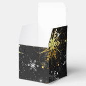 Goldene Schneeflocken auf schwarzem Hintergrund Geschenkschachtel (Geöffnet)