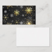 Goldene Schneeflocken auf schwarzem Hintergrund Hinweiskarte (Vorne/Hinten)