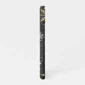 Goldene Schneeflocken auf schwarzem Hintergrund iPhone Hülle (Rechte Seite)