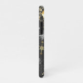 Goldene Schneeflocken auf schwarzem Hintergrund iPhone Hülle (Linke Seite)