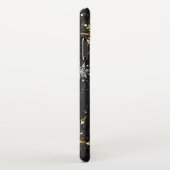 Goldene Schneeflocken auf schwarzem Hintergrund iPhone Hülle (Rechte Seite)