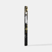 Goldene Schneeflocken auf schwarzem Hintergrund iPhone Hülle (Linke Seite)