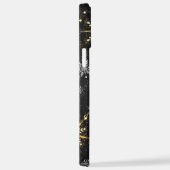 Goldene Schneeflocken auf schwarzem Hintergrund iPhone Hülle (Rechte Seite)