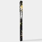 Goldene Schneeflocken auf schwarzem Hintergrund iPhone Hülle (Linke Seite)