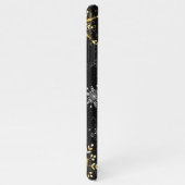 Goldene Schneeflocken auf schwarzem Hintergrund iPhone Hülle (Rechte Seite)