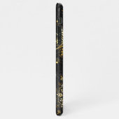 Goldene Schneeflocken auf schwarzem Hintergrund iPhone Hülle (Linke Seite)