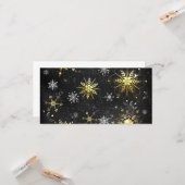 Goldene Schneeflocken auf schwarzem Hintergrund Karte (Vorderseite/Rückseite Beispiel)