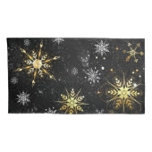 Goldene Schneeflocken auf schwarzem Hintergrund Kissenbezug (Rückseite-Rechts)