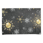Goldene Schneeflocken auf schwarzem Hintergrund Kissenbezug (Vorderseite-Rechts)