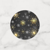 Goldene Schneeflocken auf schwarzem Hintergrund Konfetti (Klein Vorderseite)