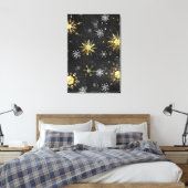 Goldene Schneeflocken auf schwarzem Hintergrund Leinwanddruck (Insitu (Schlafzimmer))