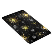 Goldene Schneeflocken auf schwarzem Hintergrund Magnet (Rechte Seite)