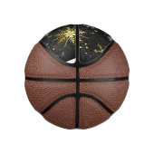 Goldene Schneeflocken auf schwarzem Hintergrund Mini Basketball (Rechts)