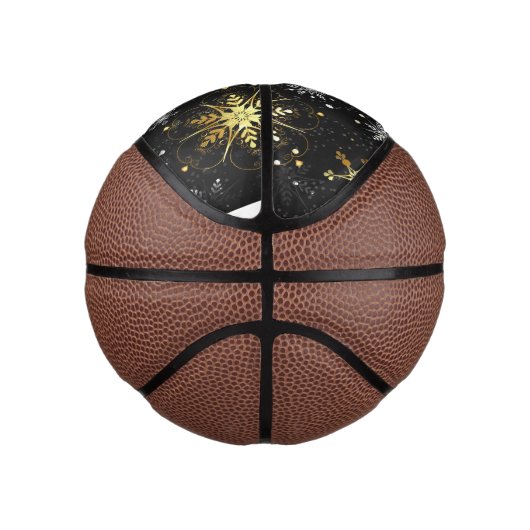 Goldene Schneeflocken auf schwarzem Hintergrund Mini Basketball (Rechts)