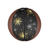 Goldene Schneeflocken auf schwarzem Hintergrund Mini Basketball (Vertikal)