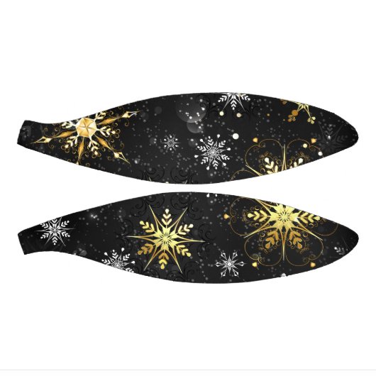 Goldene Schneeflocken auf schwarzem Hintergrund Mini Basketball (Panele)