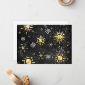 Goldene Schneeflocken auf schwarzem Hintergrund Mitteilungskarte (Vorderseite/Rückseite Beispiel)