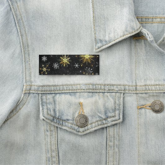 Goldene Schneeflocken auf schwarzem Hintergrund Namensschild (Beispiel)