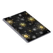 Goldene Schneeflocken auf schwarzem Hintergrund Notizblock (Rechte Seite)