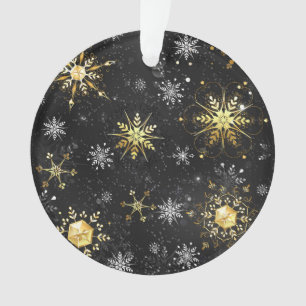 Goldene Schneeflocken auf schwarzem Hintergrund Ornament
