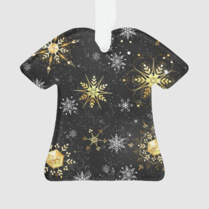 Goldene Schneeflocken auf schwarzem Hintergrund Ornament