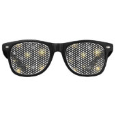 Goldene Schneeflocken auf schwarzem Hintergrund Partybrille (Vorderseite)