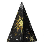 Goldene Schneeflocken auf schwarzem Hintergrund Partyhütchen (Rückseite)